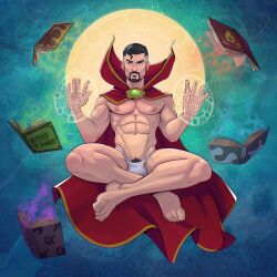 1boy 2022 abs bara barazoku beard biceps big_bulge bulge cape daddy doctor_strange doctor_strange_(series) doctor_strange_in_the_multiverse_of_madness facial_hair gay hairy hairy_chest hi_res highres huge_bulge male male_focus male_nipples male_only male_pubic_hair manly marvel marvel_cinematic_universe muscles muscular muscular_arms muscular_legs muscular_male muscular_thighs nipples pecs solo solo_male stephen_strange underwear