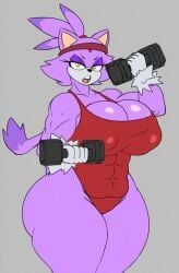 1girls alternate_breast_size big_breasts blaze_the_cat cat_ears cat_tail cleavage eyebrows eyeshadow female female_focus female_only headband huge_ass huge_butt large_breasts leotard looking_at_viewer mrjaysin muffin_top muscular muscular_female nipple_bulge purple_body purple_fur purple_hair purple_skin solo solo_female solo_focus sonic_(series) sonic_the_hedgehog_(series) tail thick_thighs thighs weights wide_hips yellow_eyes