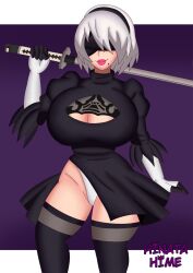 bimbo female hinata-hime huge_ass huge_breasts nier:_automata thick_lips thick_thighs wide_hips yorha_2b