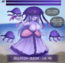 1girls jellyfish lazzysin original purple_body purple_hair purple_skin queen tentacle