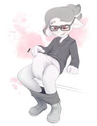 1boy bulge daydreamed diaper erection erection_under_diaper femboy inkling inkling_boy male red_eyes solo solo_male splatoon tenting