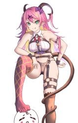 feet hololive hololive_gen_5 hololive_japan legs legwear mano_aloe panties pink_hair stepped_on succubus virtual_youtuber