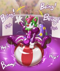 1boy bouncing bouncy_ball bulge clown kogebounce latex living_inflatable looney_(kogebounce) nozzle transformation wolf