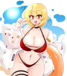 blonde_hair dankestsin don_quixote_(limbus_company) female_only huge_breasts large_ass limbus_company project_moon swimsuit wide_hips