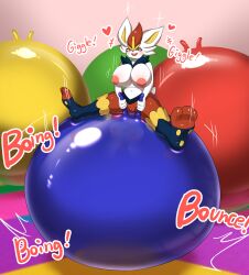 1girls big_breasts bouncing bouncy_ball bunny cinderace female kogebounce