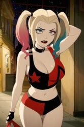 ai_generated cleavage clothed dc harley_quinn hot_pants tagme