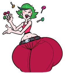 delia_foley_(gastrictank) flat_chest flat_chested gastrictank green_hair green_lipstick huge_ass hyper hyper_ass lollipop rosy_cheeks tank_top thick_thighs tight_clothing