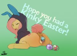 anus bottomless clothed clothing dock easter easter_egg egg egg_laying equid equine female feral fluttershy_(mlp) friendship_is_magic furry genitals holidays horse mammal my_little_pony nubsy penetration pony pussy solo vaginal_penetration