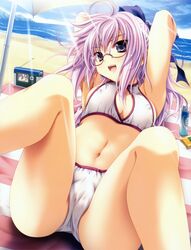 beach bikini cameltoe erect_nipples megane miyama-zero mizugi