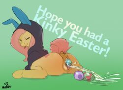 anus bodily_fluids dock easter_egg egg egg_laying equid equine female feral fluttershy_(mlp) friendship_is_magic furry genital_fluids genitals horse mammal my_little_pony nubsy peeing pony pussy solo urine watersports