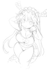 1girls big_breasts cleavage cool-kyou_shinja long_hair miss_kobayashi's_dragon_maid panties sketch thighs tohru_(dragon_maid) twintails wet_breasts wide_hips