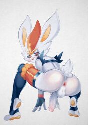 1boy 2023 anthro anus ass backsack balls big_penis blush cinderace color_edit edit erection femboy fur furry game_freak gay generation_8_pokemon genitals girly half-closed_eyes humanoid_penis lagomorph leporid looking_at_viewer looking_back male male_only nintendo open_mouth penis pokemon pokemon_(species) presenting presenting_hindquarters rabbit rabbit_ears rabbit_tail rear_view red_eyes red_nose simple_background solo squatting stirrup_legwear testicles thighs vein veiny_penis white_background white_body white_fur xu53r