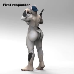 3d animated anthro bambookat female furry mp4 no_sound police police_uniform tagme turntable_(animation) video