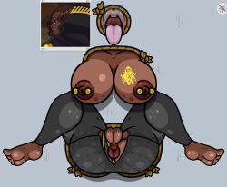 dark-skinned_female fapwall magistrada ordem_paranormal pussy spread_pussy stuck_in_wall tongue_out