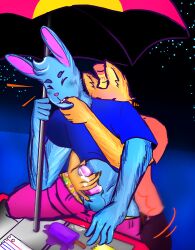 anthro blue_fur burgerpants cat felid feline gay ice_cream_cart lagomorph male male_only nicecream_man popsicle rabbit tagme undertale undertale_(series) unseen_male_face yaoi