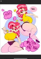 alternate_ass_size alternate_breast_size big_ass big_breasts big_butt body_modification comic comic_page embarrassed fully_clothed gutterbutter-69 high_heels looking_back looking_down magic milf overflowing_breasts pink_hair reluctant sequence shortstack straight_hair the_fairly_oddparents thick thick_ass thick_thighs wanda wanda_fairywinkle-cosma word_balloon