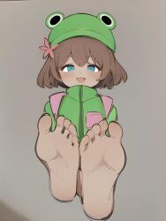 1girls ai ai_generated barefoot brown_hair brown_hair_female female female_only fetish foot_fetish foot_focus girl hat looking_at_viewer owozu sirivt virtual_youtuber vtuber