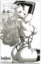 1girls artist_request chaos_comics coffin_comics curvaceous curvy_body curvy_female death_(personification) grim_reaper lady_death long_hair looking_at_viewer queen_of_the_dead solo_female voluptuous voluptuous_female white_hair white_skin