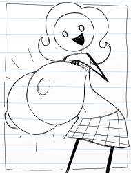 1girls accurate_art_style artist_request breasts_out cartoony cheerleader homestar_runner huge_breasts mob_face navel nipples paper skirt so_and_so solo solo_female source_request stick_figure stickman stickwoman teen_girl_squad