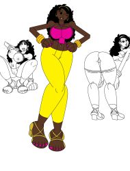 belly_button_piercing big_ass big_breasts big_hips cartoony dark-skinned_female earrings marlon64 microsoft_paint model_sheet original_character shady_hotther