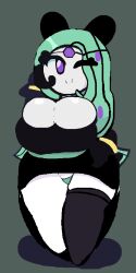 big_ass big_breasts cubesmolly cute_expression female_only generation_5_pokemon green_hair huge_breasts humanoid lewd_bun_64 looking_at_viewer melobun_(strugglebunny) meloetta pokémon_(species) pokemon purple_nipples smiling strugglebunny white_body white_skin