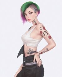 1girls cyberpunk_2077 judy_alvarez tattoos umigraphics