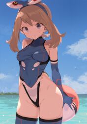 alternate_costume beach headwear leotard may_(pokemon) may_(pokemon_oras) pokemon spring2013 tagme thighhighs