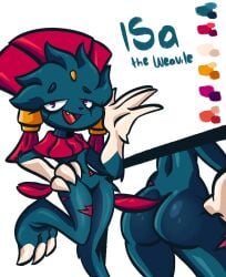 blue_fur claws oc original_character original_characters patatero69 pokemon pokemon_(species) pokemon_dppt red_eyes round_ass shortstack small_breasts weavile