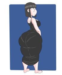 1girls ass ass_in_dress barbara_yamanaka_(wappah) big_ass big_butt black_dress curvy_female dress goth goth_girl hand_on_butt large_ass looking_back pantylines voluptuous_female wappah wide_hips