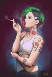 1girls cyberpunk_2077 judy_alvarez ozkh tattoo