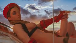 3d cammy_white car futa_only futanari solo street_fighter sunset tncstudio