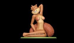 3d_(artwork) anthro black_background breasts brown_body closed_eyes curved_tail digital_media_(artwork) feet female furry green_ground hi_res mammal naked nickelodeon nipples nonotoys nude pink_nipples pinup pose rodent sandy_cheeks sciurid simple_background sitting smile solo spongebob_squarepants stretching teeth_showing tree_squirrel