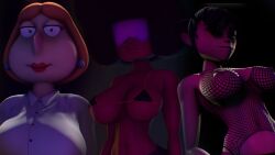 3d 3girls alien alien_girl alien_humanoid asian asian_female big_ass big_breasts black_hair bodystocking bondage breasts button_down_shirt cougar crossover eyes_covered family_guy femdom fishnets garnet_(steven_universe) gorillaz huge_breasts humanoid lois_griffin milf noodle_(gorillaz) orange_hair pov red_lips sfm steven_universe string_bikini superheroine thelittleginny thong