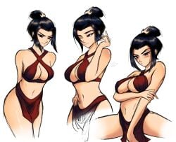 1girls avatar_the_last_airbender azula genjiruu medium_breasts navel no_makeup ponytail swimsuit thick_thighs