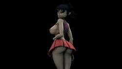 3d asian_female big_ass big_breasts big_butt cheerleader cheerleader_outfit cheerleader_uniform exposed_ass gorillaz noodle_(gorillaz) short_skirt skirt smiling thelittleginny