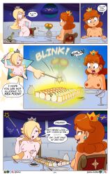 2girls ass breasts comic dialogue english_text female female_only furboz mario_(series) multiple_girls niban-destikim nipples nude page_9 princess_daisy princess_rosalina speech_bubble super_mario_bros. super_mario_galaxy text yuri