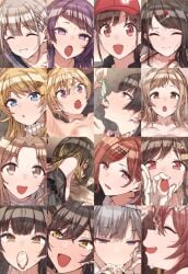 16girls 6+girls blush close-up condom cum cum_in_mouth cum_on_face cum_on_tongue ejaculation erere facial_hair fellatio_gesture hachimiya_meguru higuchi_madoka ichikawa_hinana idolmaster idolmaster_shiny_colors ikaruga_luca kazano_hiori looking_at_viewer mayuzumi_fuyuko multiple_girls oral osaki_tenka paid_reward_available penis pov saijo_juri sakuragi_mano serizawa_asahi shirase_sakuya sonoda_chiyoko stitched sweatdrop tanaka_mamimi used_condom yukoku_kiriko