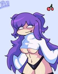 1girls areolae artist_request big_ass big_breasts breasts eyes_open female_only jisatsu_hayashi222 long_hair nude_female purple_hair roblox roblox_avatar robloxian smile solo solo_female source_request tagme tiktok