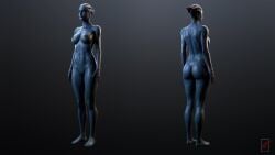 1girls 3d 3d_(artwork) alien areolae ass barefoot blue_eyes blue_lips blue_skin breasts completely_nude completely_nude_female female female_only hips large_ass liara_t'soni mass_effect medium_breasts multiple_views navel nipples nude pussy shaved_pussy simple_background source_request standing tentacle_hair vgerotica