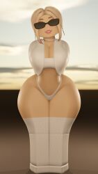 1girls 3d 3d_(artwork) 3d_model 3d_render big_ass big_breasts blonde blonde_hair curvy hoe huge_ass huge_breasts roblox robloxian rothot_(vepho3dx) self_upload solo sunglasses tagme thick_thighs thong thot vepho3dx white_clothing wide_hips