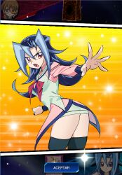 1girls ass ass_focus blue_hair bryanjoel clothing dntks edit female female_only kamishiro_rio legwear looking_back red_eyes rio_kamishiro solo thighs yu-gi-oh! yu-gi-oh!_duel_links yu-gi-oh!_zexal