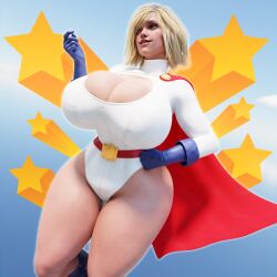 1girls 3d andi3dz big_ass big_breasts blender blonde_hair blue_eyes boob_window breasts clothed dc dc_comics female female_only fully_clothed huge_breasts injustice_2 karen_starr large_breasts leotard no_bra no_underwear power_girl sideass solo thick thick_thighs