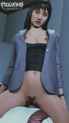 3d asian asian_female black_hair breasts cum cum_in_pussy cum_inside eri_kamataki foulveins nipples partial_male partially_clothed pubic_hair ryuu_ga_gotoku vaginal_penetration