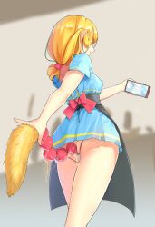 1girls anal anal_access anal_beads anal_beads_pull anal_beads_tail anal_only anal_only_panties anal_tail apron backless_panties blonde_hair braless dress em2 female female_only huge_anal_beads pixiv_id_634336 selfie sex_toy tagme