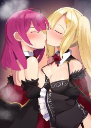 2girls absurd_res absurdres blonde_hair breasts closed_eyes curvaceous curvy curvy_body curvy_female curvy_figure female female_focus female_only goth goth_girl halloween_costume high_resolution highres kissing lesbian lesbian_kiss long_hair magia_record:_mahou_shoujo_madoka_magica_gaiden mahou_shoujo_madoka_magica medium_breasts mikagami_jun multiple_girls pink_hair puella_magi_madoka_magica tokiwa_nanaka vampire vampire_girl young yuri yusa_hazuki