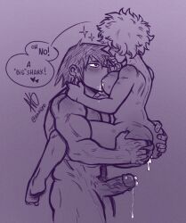 1boy 1girls after_sex ashido_mina ass_grab ass_squeeze biceps bite_mark bite_mark_on_ass bite_mark_on_breast bite_mark_on_neck biting biting_breast boku_no_hero_academia breast_sucking breasts carrying_partner completely_nude cum dripping_cum dripping_penis eijirou_kirishima english_text erect_penis fanon_couple hands_on_ass high_resolution kirishima_eijirou leaking_cum male male/female mina_ashido muscles muscular muscular_male my_hero_academia naagyoo nude penis sex speech_bubble stand_and_carry_position standing standing_sex straight text thick_penis