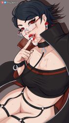 black_hair boruto:_naruto_next_generations boruto:_two_blue_vortex cum cum_on_face cumshot female female_focus female_only glasses naruto naruto_(series) philipsmitheros red_eyes sarada_uchiha short_hair uchiha_sarada