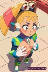 1girls android blonde_hair blush breasts delphacrisis89 mega_man mega_man_x nipples pallette petite robot_girl small_breasts