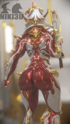 1girls 3d 3d_(artwork) ass garuda_(warframe) garuda_prime_(warframe) hips holding_weapon large_ass niki3d thighs warframe wide_hips