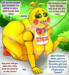 1girls animatronic ass big_breasts big_butt chicken doggy_style domestic_dog female female_only five_nights_at_freddy's five_nights_at_freddy's_2 frederickjdraws furry meme monster_girl nightmare_waifu nude nude_female park public robot robot_girl robot_humanoid smiling tongue_out toy_chica_(fnaf) toy_chica_(love_taste) yellow_body